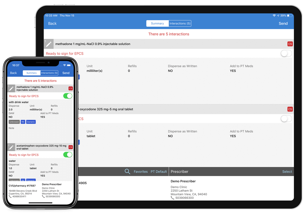 eRx shown on iPad and iPhone