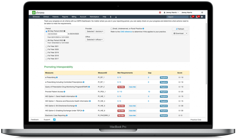 Mac monitor with DrChrono's Billing Summary