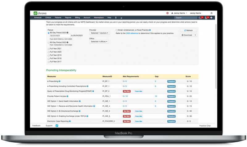 Mac monitor with DrChrono's Billing Summary 