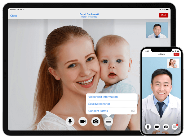 OnPatient telehealth iPad and iPhone